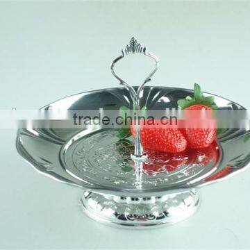 Stainless Steel Stock Ceramic One Layer Silver Cake Stand Holder Fruit Plate photo-3
