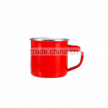 Customer Printed Sublimation Enamel Camping Mug With Stainless Steel Rim/rolled Rim Gift Mug photo-2