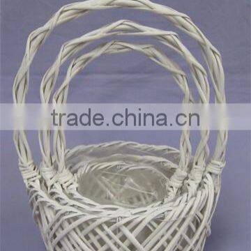 good selling White Round Willow Basket With Handle