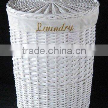large white wicker laundry hamper