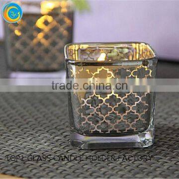 wedding votive holders Candle making Glassware medium square glass jar