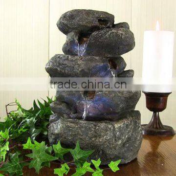 Stacked Rocks Tabletop Water Fountain With LED Lights