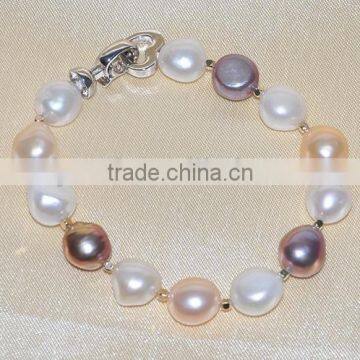 3-4 mm multicolor rice shape freshwater pearl bracelet