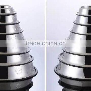 Skid Stop Rubber Base Stainless Steel Pet Bowls With Embossed Paws and Bones for Dogs Puppies Cats Feeder Bowl photo-3