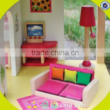 Wholesale 2 Floors Girls Wooden Dollhouse Kits Best Design Children Wooden Dollhouse Kits W06A165-S photo-5