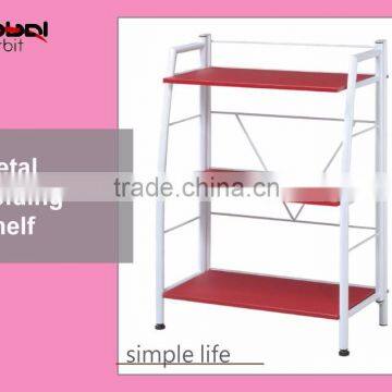 3 Wood Shelves Metal Frame Industrial Folding Storage Rack Shelf Bookcase