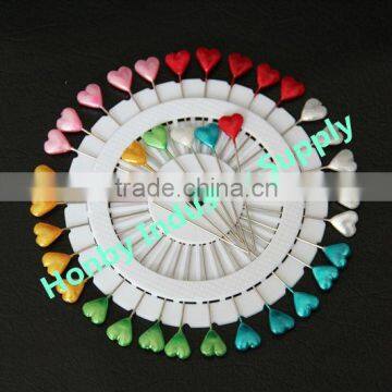 Pin wheel 55mm heart shape plastic pearl head pin