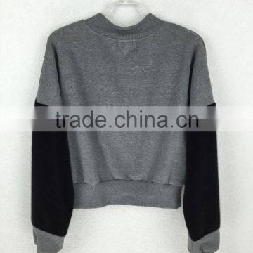 Fashion Long Sleeve Black and Grey Sweater Blouse for Women