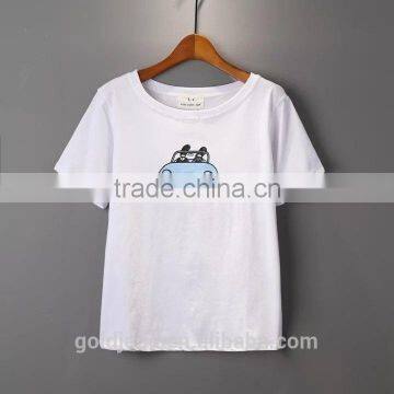 Ladies Fahion Clothing T Shirt Wholesale China V Neck Loose Fit Plain t Shirt for Women photo-4