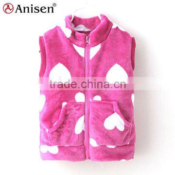 oem service love spot pattern coral fleece kids vest