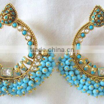 Beads polki gold tone dangler EARRINGS