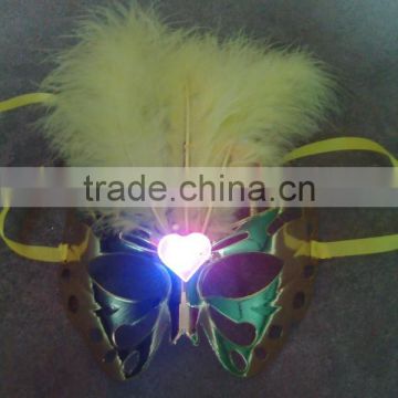 2014 wholesale feather led flashing light party masks