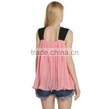 Maxnegio New Fashion Black Strap Sleeveless Chiffon Blouse Ladies Tops Latest Design photo-5