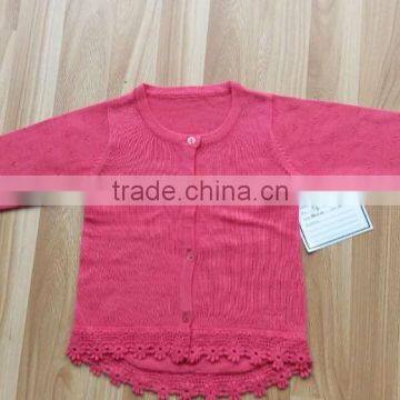 Wholesale latest cotton knitting children kid lace cardigan sweater for girl(KS0432)