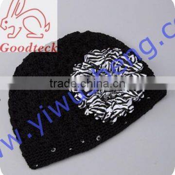 Solid Colors Cotton Baby Zebra Hat Summer Crochet Beanie Boy Funny Hats Baby Caps Child Hat With Flower