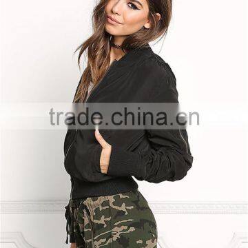 MGOO Factory Made Bulk Price Winter Ruffles Cool Jackets Crop Sexy Oversized Jackets Navy Blue Padded Coat photo-5