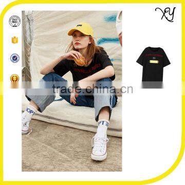 2017 New Design 100% Cotton Short Sleeve Women Ocersized Casual t Shirt With Embroidery Designs Ladies Tops photo-3