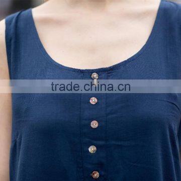 Breathable Ladies's Loose Style Dress for Summer Fashion Scoop Neck Dress Sleeveless Dress Casual Skirt photo-4