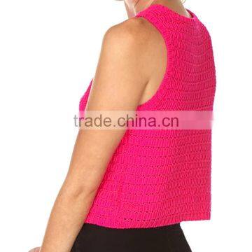 Pink Tank Top Acrylic Sleeveless Ladies Vest for Summer photo-3