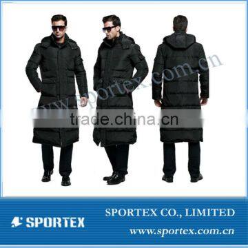 OEM Look Long Knee Mens Winter Warm Down Hooded Puffer Jacket Coat