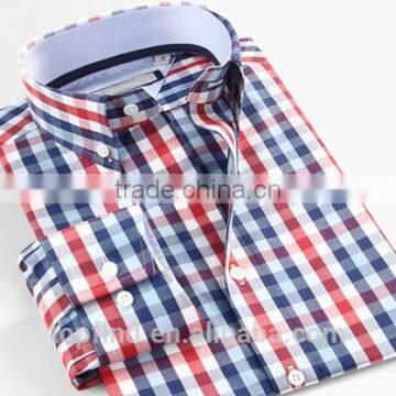  2016 new style bright check pattern cotton shirt elegant for men