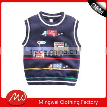 2017 cheap cartoon knitting patterns kids winter sweater vest for OEM