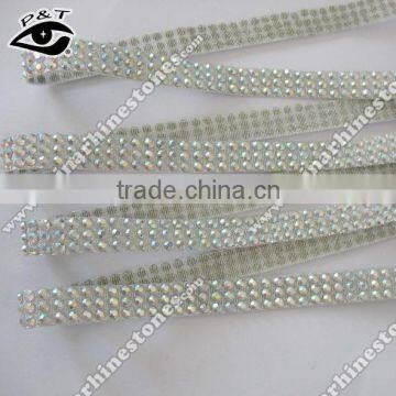 3mm ss10 3row crystal AB hotfix rhinestone ribbon strip