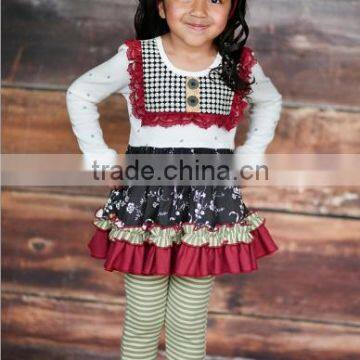 wholesale bib ruffle stripe casual cotton baby clothes