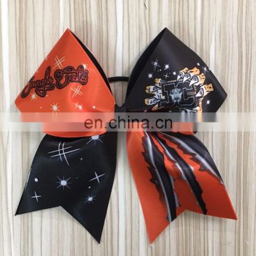 HIgh Quality cheerleading Hair bows sublimation Pink color OEM design china cheer bows