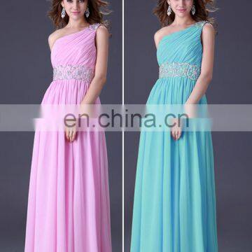 Grace Karin Latest Design One Shoulder Chiffon Ladies Long Evening Party Wear Gown CL3410-1# photo-6