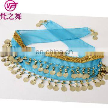 Y-2058 New product chiffon glittery gold coin children belly dance hip scarf