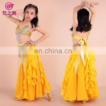 Latest party Performance cheap indian children belly dance costume with bra and belt and long skirt ET-071