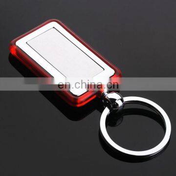 SQUARE SHAPE ACRYLIC PLASTIC KEYCHAIN METAL