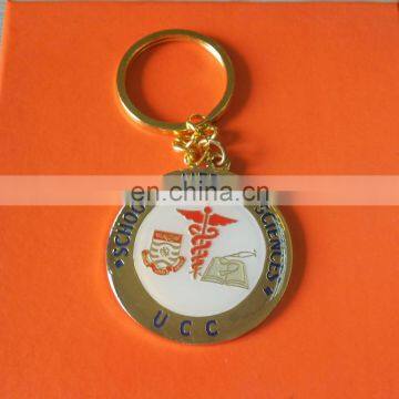 custom round shaped school of medical sciences logo metal key chain for promotion