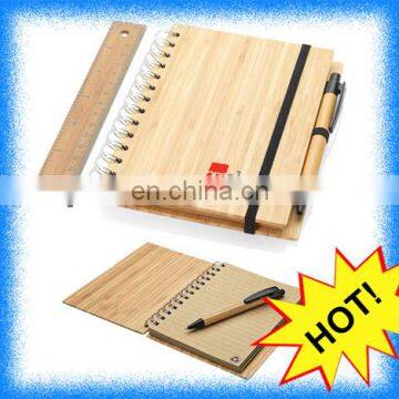 natural genuine spiral bamboo notebook with pen