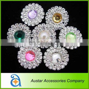 18mm Round Rhinestone Pearl Cluster Button With Flat back Embellishment for wholesale