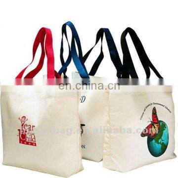 Canvas Tote Bag with Colored Polyester Web Handles