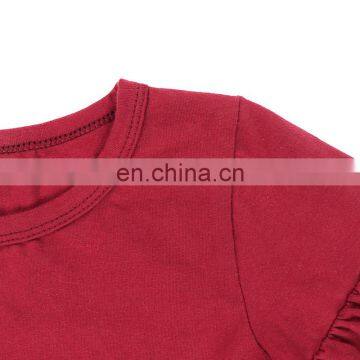 Hot Sale Red 2 Ruffled Design O-Neck Top With Sunflower And Leopard Printed Leggings Baby Kids Clothing Set photo-4