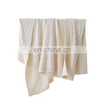 RAWHOUSE Hot Sale Ivory White Claret Navy Blue Knitted Cotton Blanket photo-2