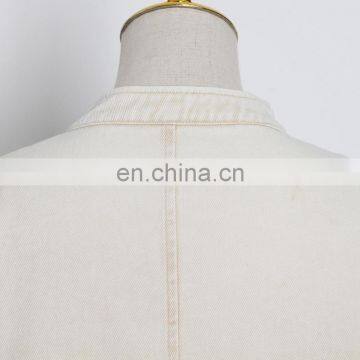 TWOTWINSTYLE Coat For Women Stand Collar Lantern Sleeve Ruched Large Size Loose Casual photo-5