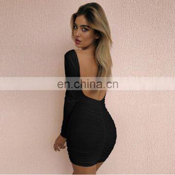 Hot Sales 2020 Spring&Summer Women Long Sleeve Backless Bodycon Party Dresses Lady Sexy Mini Club Dress photo-4