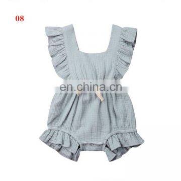 2019 Summer New Design Baby Girl Summer Romper Bodysuits Cotton Flutter Sleeve Romper Outfits Clothes photo-4
