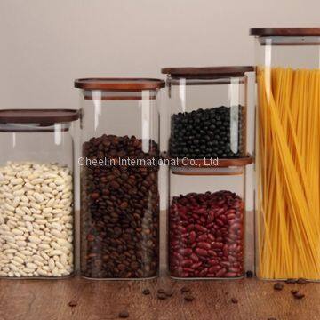 Square Shape Borosilicate Glass Jar Food Storage