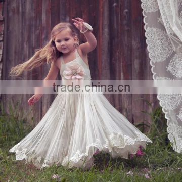 Ivory Lace Flower Girl Dress Birthday Wedding Party girl dress Holiday Bridesmaid Flower Girl Ivory Tulle Lace Flower Girl Dress