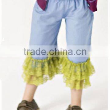 2014 New Design Lace Ruffle Pants Girls Jeans Ruffle Childrens Boutique Clothing photo-2