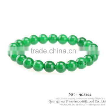 hot sale green malaysian jade round beaded elastic bracelet