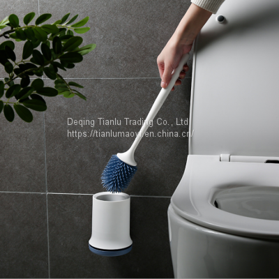 Toilet Brush TPR Soft Hair Toilet Brush no Punching Long Handle Household Toilet Suit Dead Corner Wall Mounted