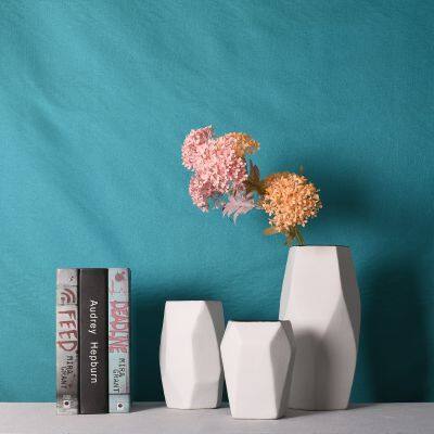 Geometry Chinese White Modern Simple Elegant Ceramic Plant Vase For Shopping Mall Decor