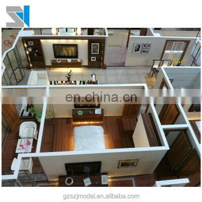 Interior residential housing architectural scale model, 3 rendering house plan