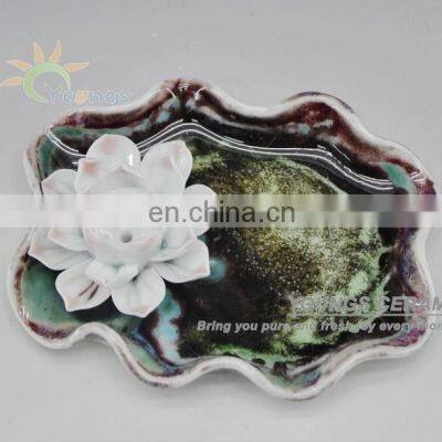 Chinese Lotus Shape Ceramic Incense Burner Censer